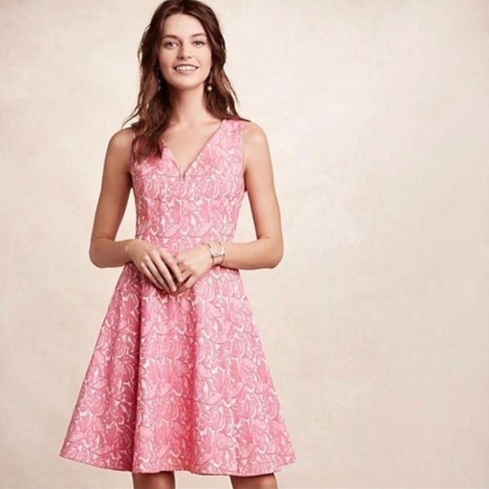 Maeve Pink Floral Fit-and-Flare Dress